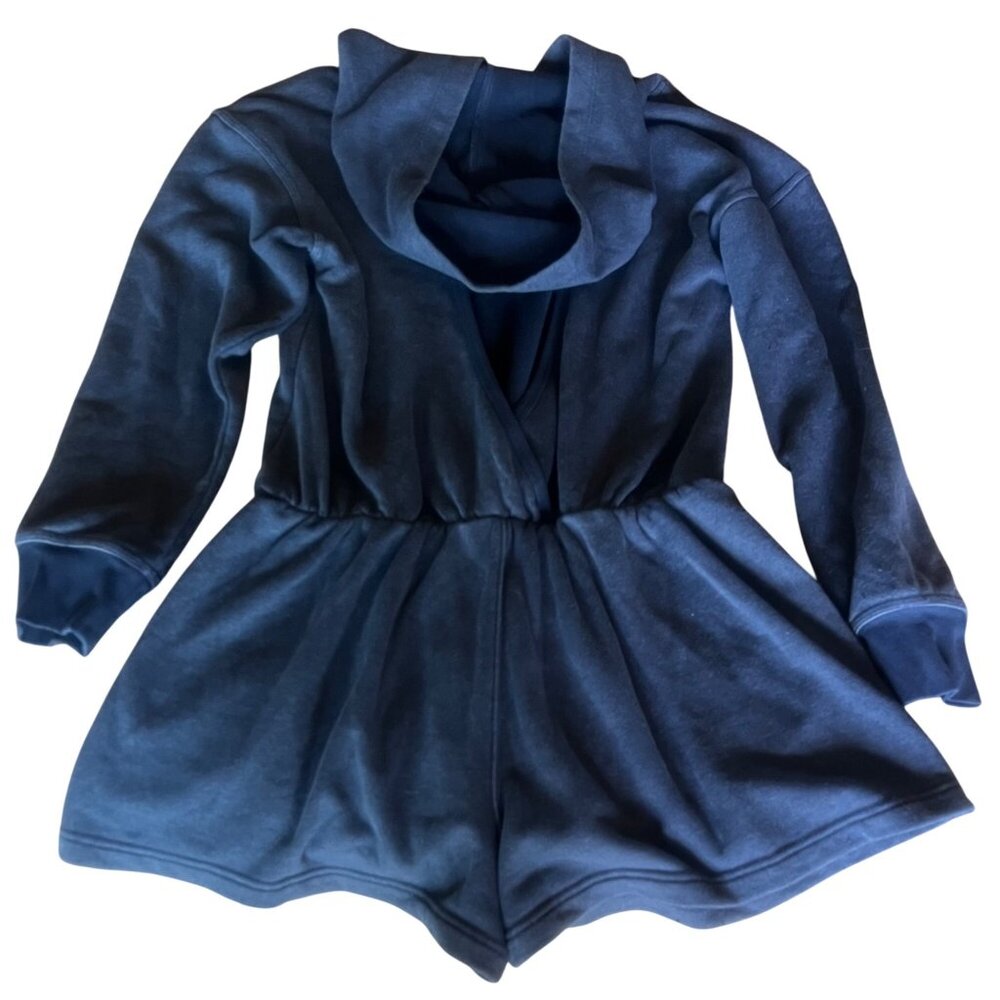 Free People Such a Flirt Romper Navy Blue Hooded Open Back Long Sleeve XS & S NE - Picture 10 of 16